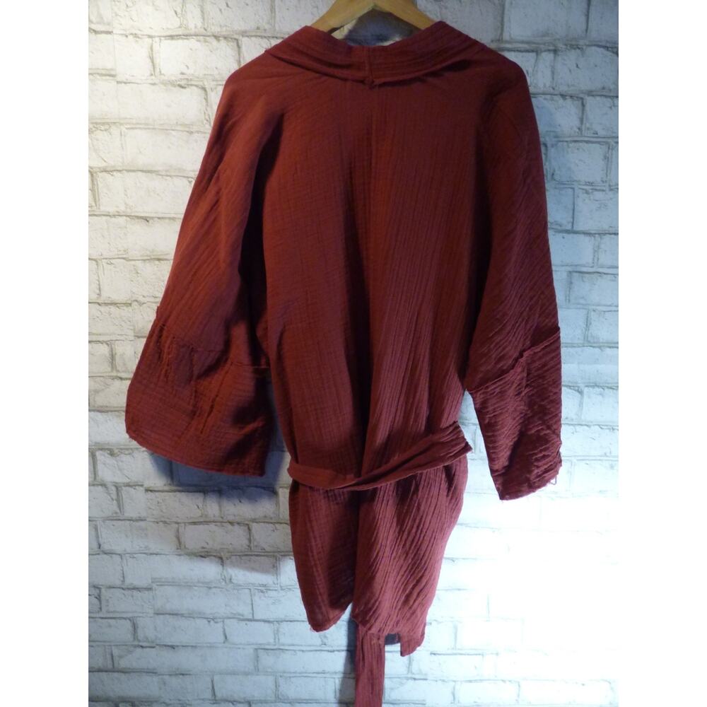 Johnny Was Calme Double Cotton Gauze Kimono Rust Red Robe XS S NEW - Picture 10 of 11